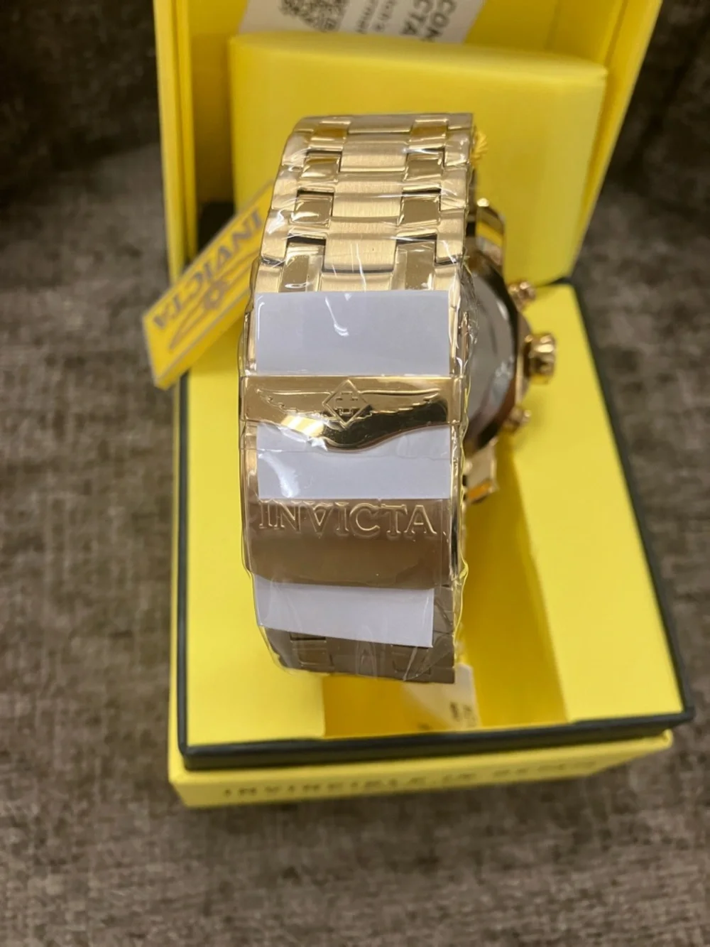 Invicta Gold and Black Stainless Steel Chronograph Watch